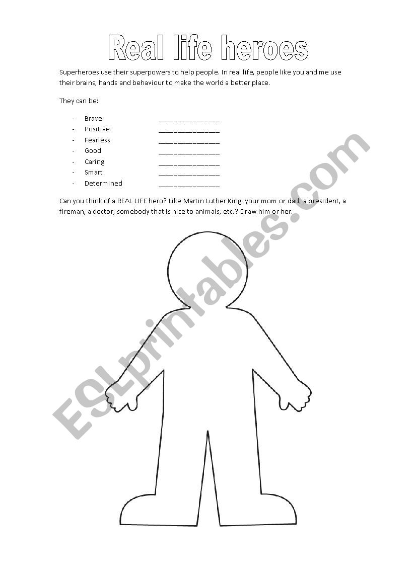 Real life superheroes - ESL worksheet by MarjoB