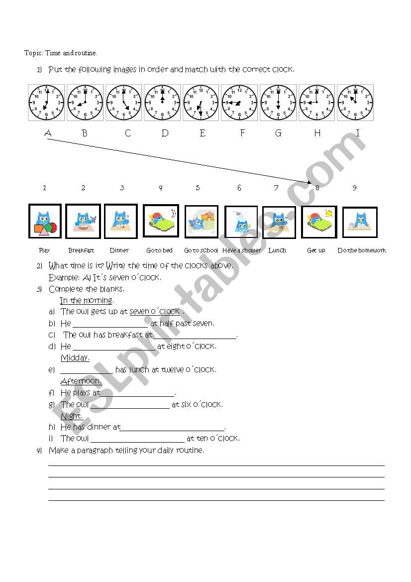 Time and routine worksheet