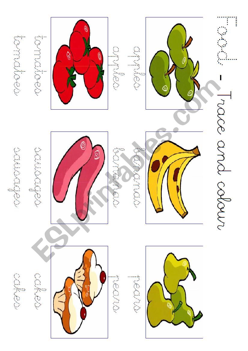 Food - trace and colour worksheet