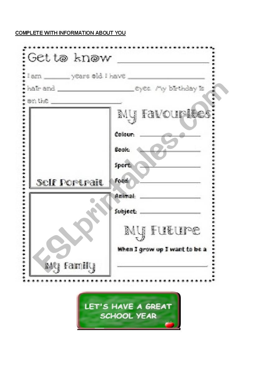 Welcome note worksheet