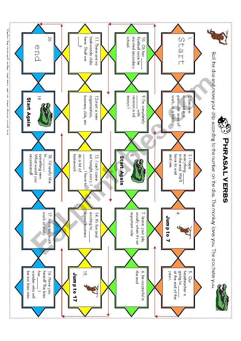 Phrasal Verbs Board Game And Discussion ESL Worksheet By Milady495