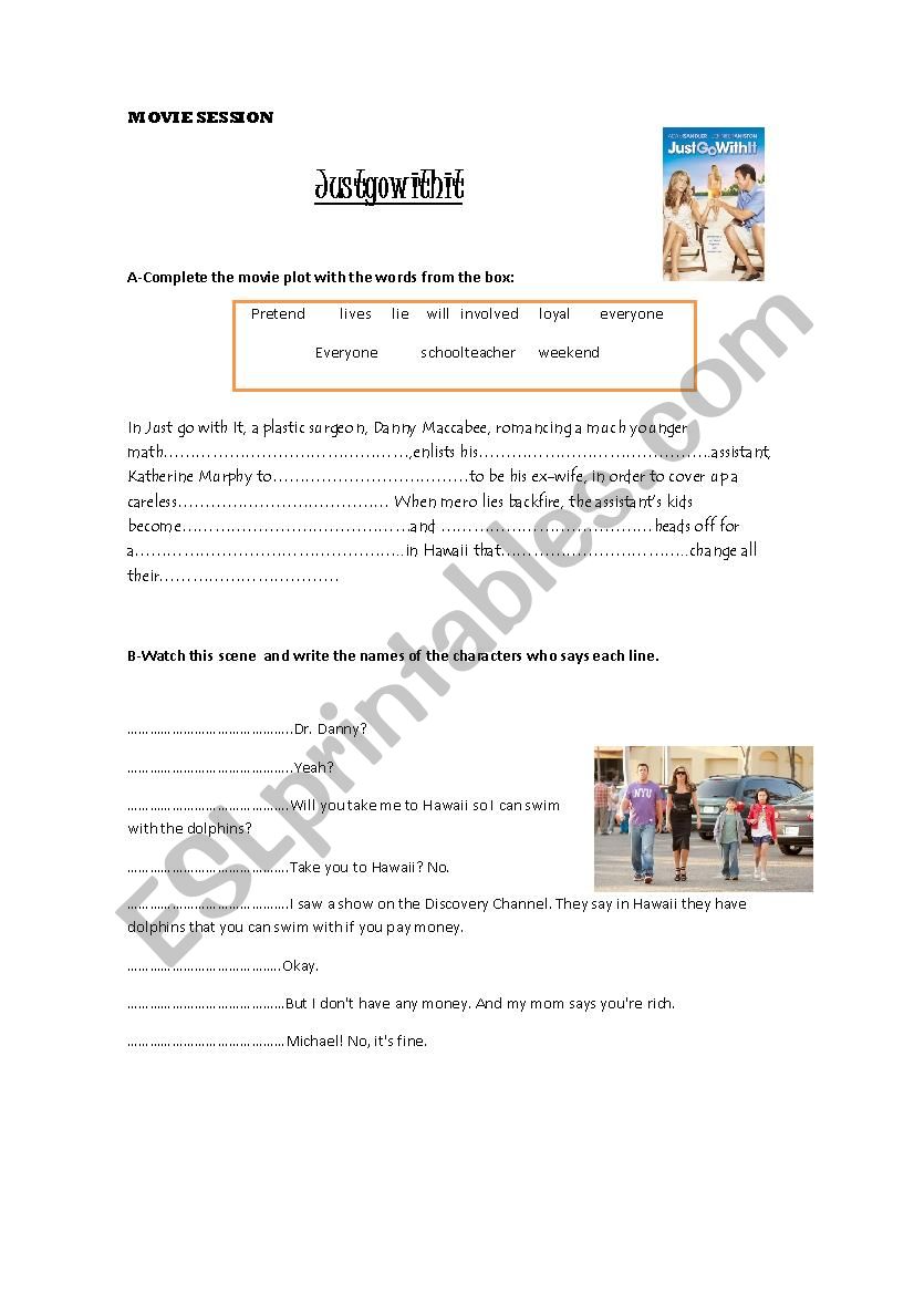 Movie Worksheet- Just go with it