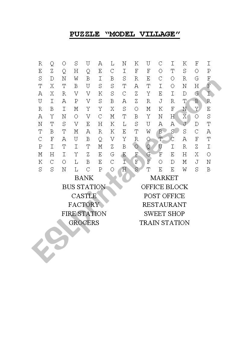 CITY WORD SEARCH worksheet