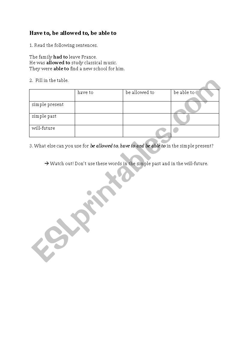 Modals and Substitutes - ESL worksheet by schrissbett