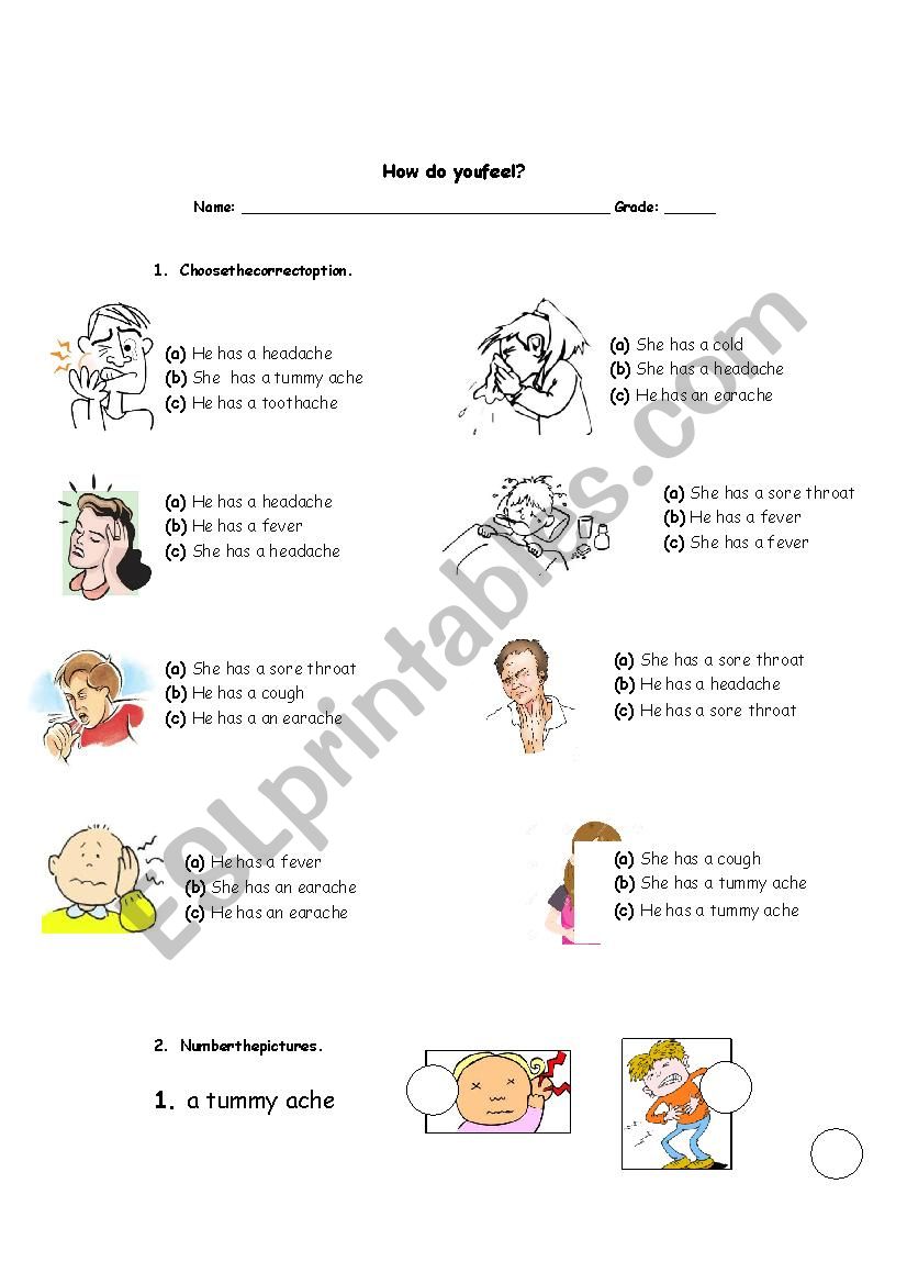 Health Problems worksheet