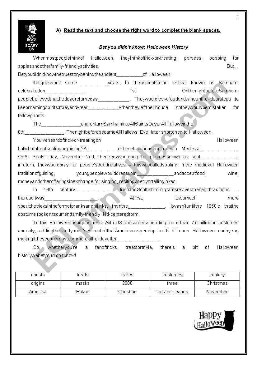 Bet you didn´t know... Halloween - ESL worksheet by LipaM