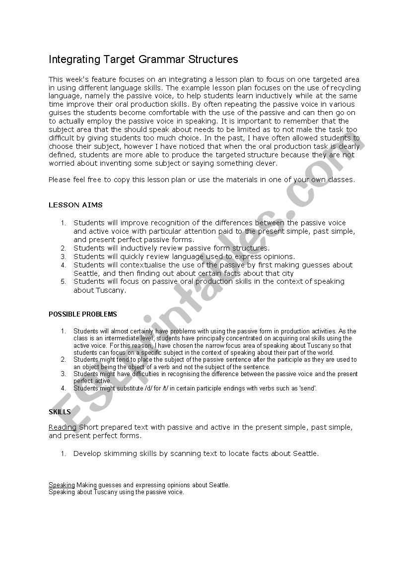 passive voice lesson plan worksheet