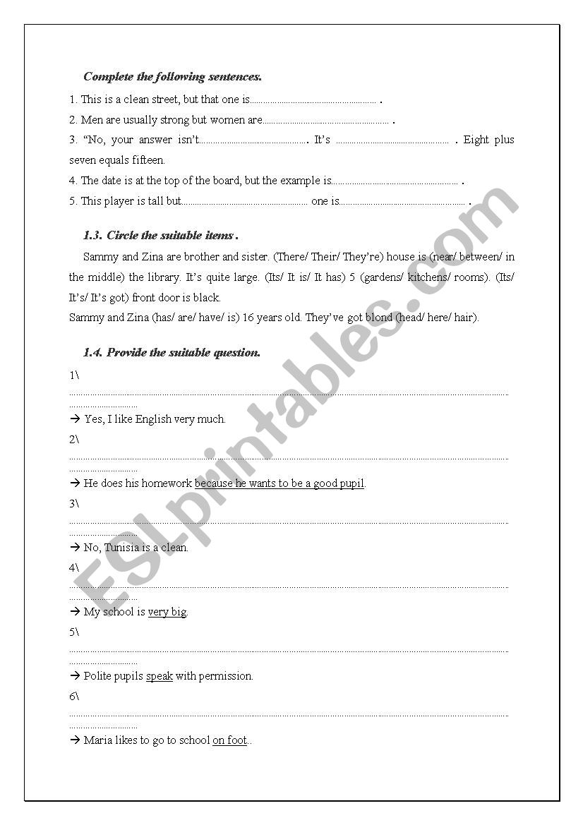 Review Tasks worksheet