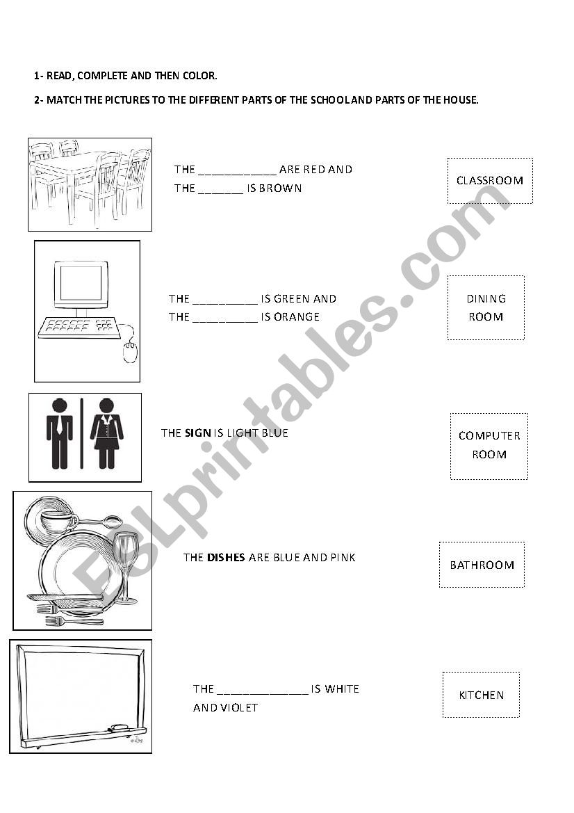 Parts of the House and Parts of the School