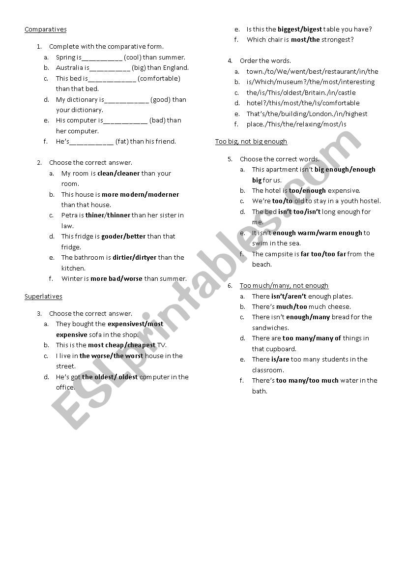 comparatives-and-superlatives-revision-for-adults-esl-worksheet-by