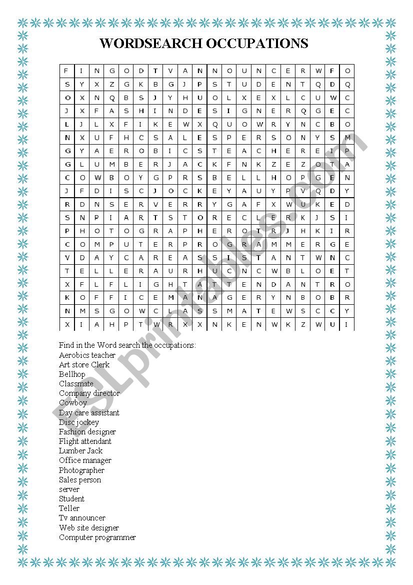 OCCUPATIONS worksheet