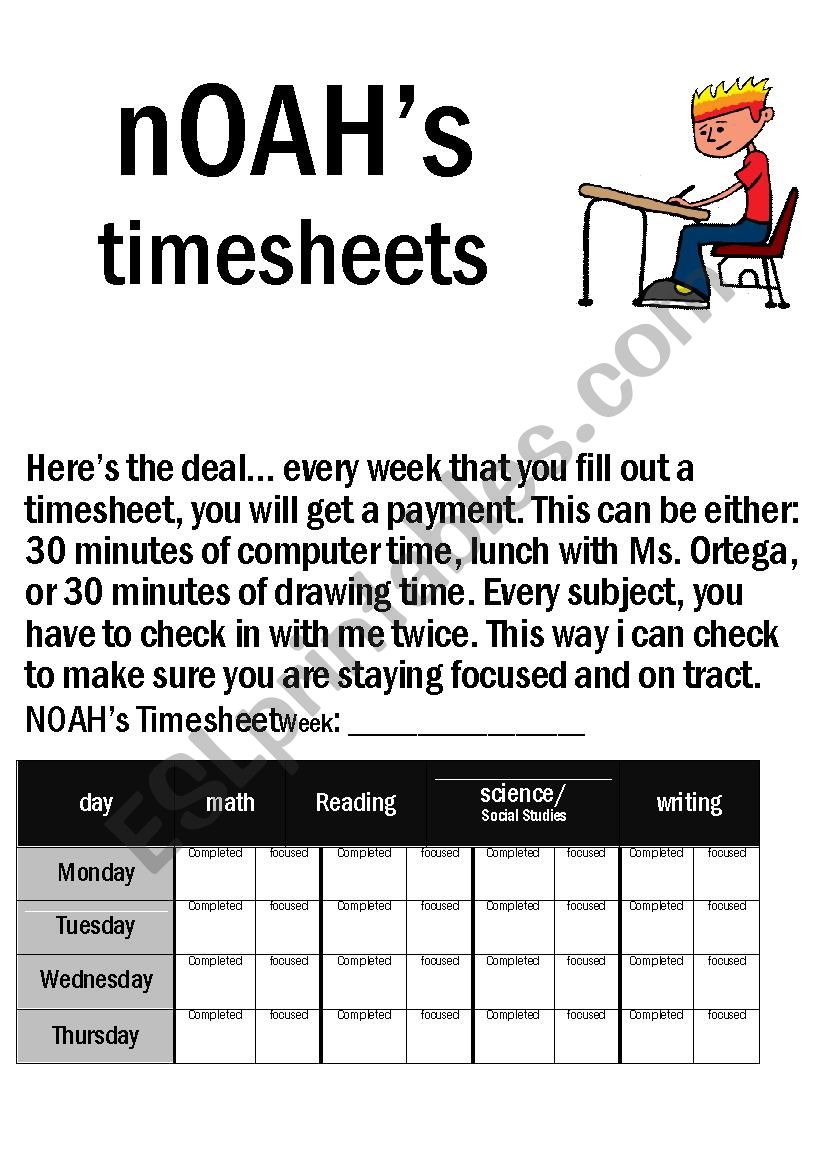 behavior Timesheet worksheet