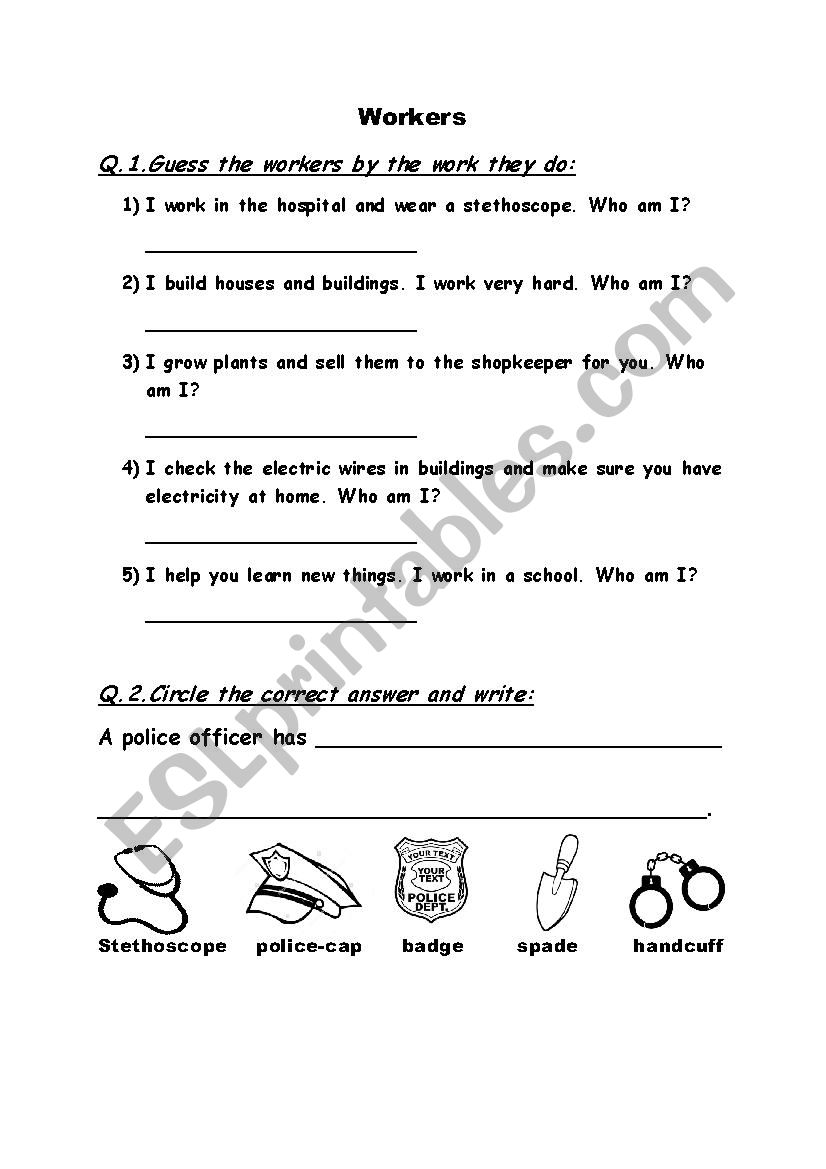 Workers worksheet