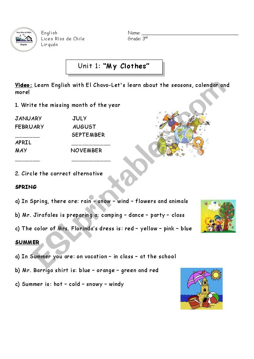 seasons with Chavo worksheet