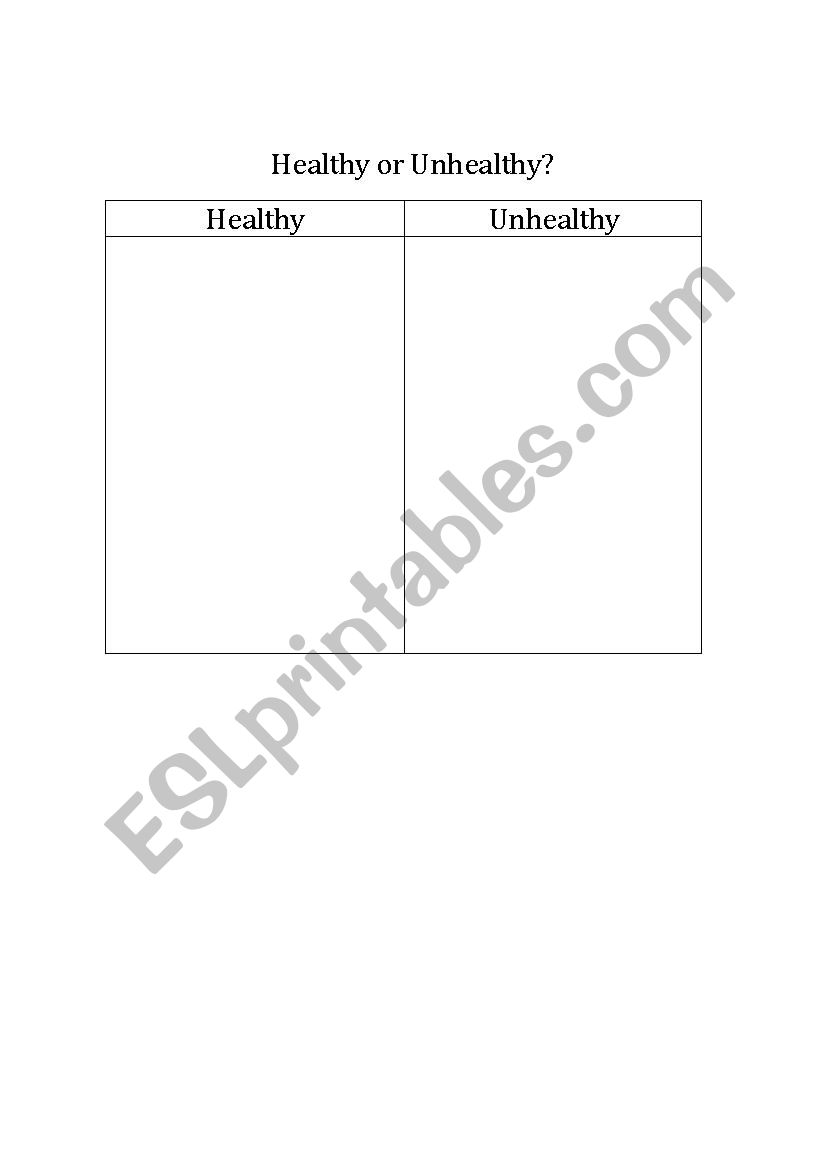 Healthy or Unhealthy? worksheet