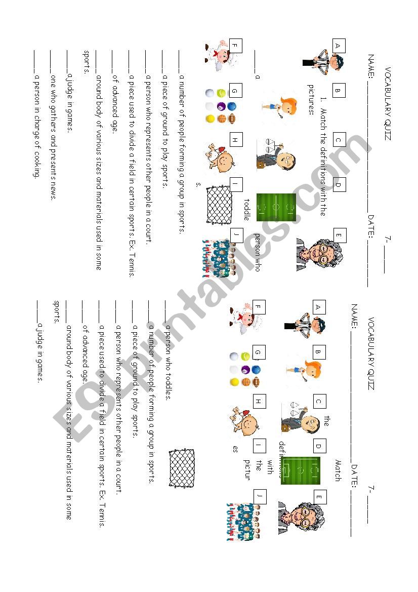 Vocabulary worksheet