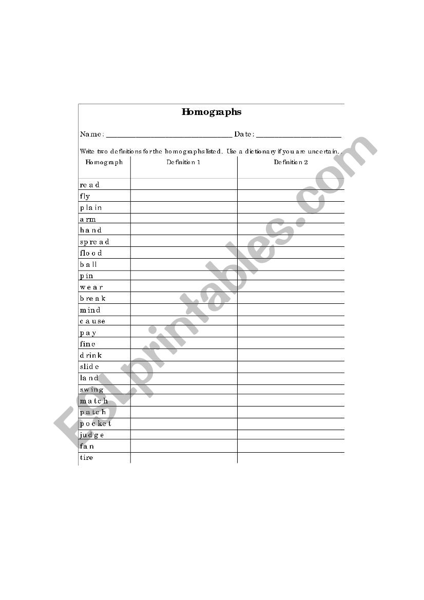 homophones worksheet