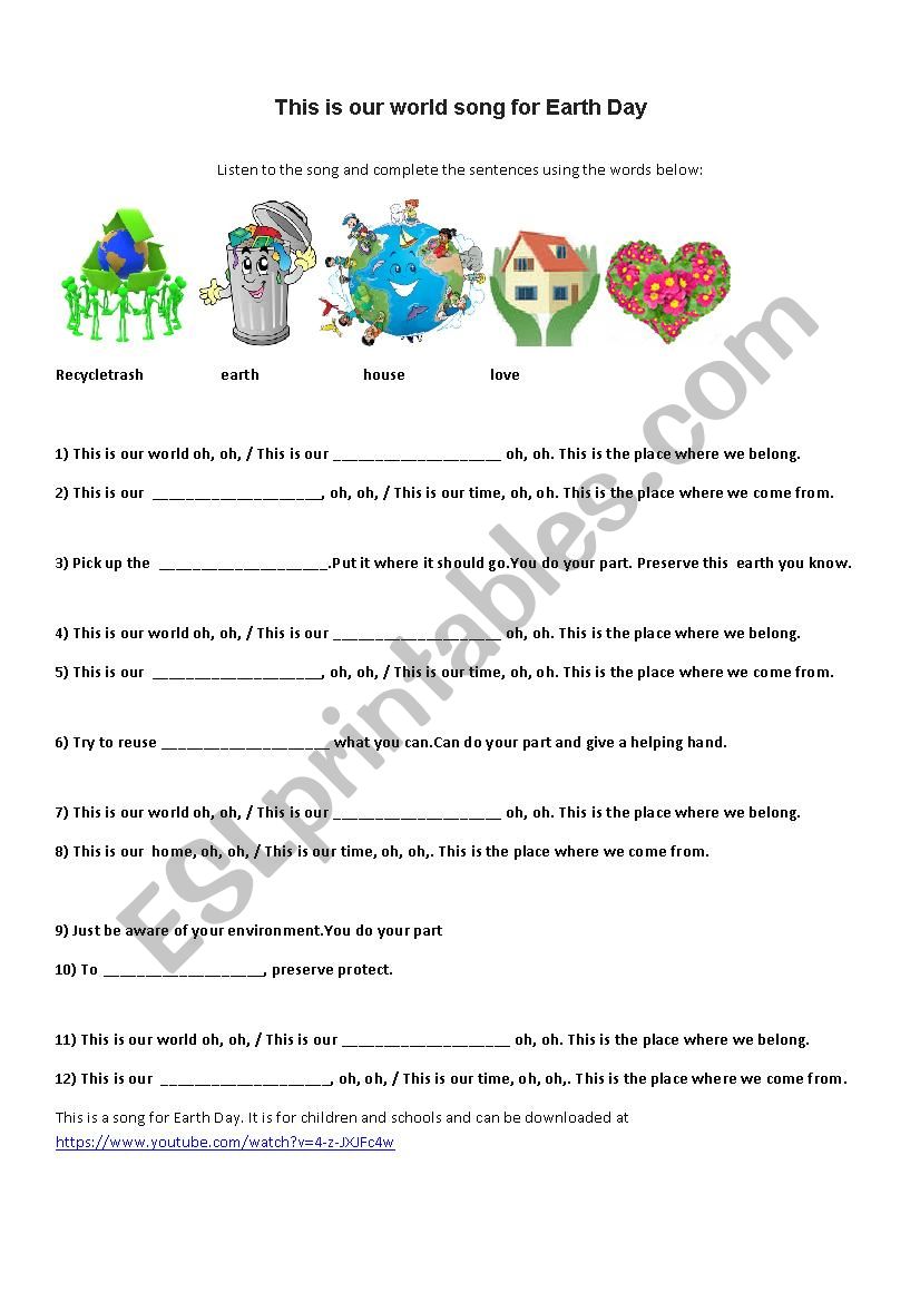 Listening activity worksheet