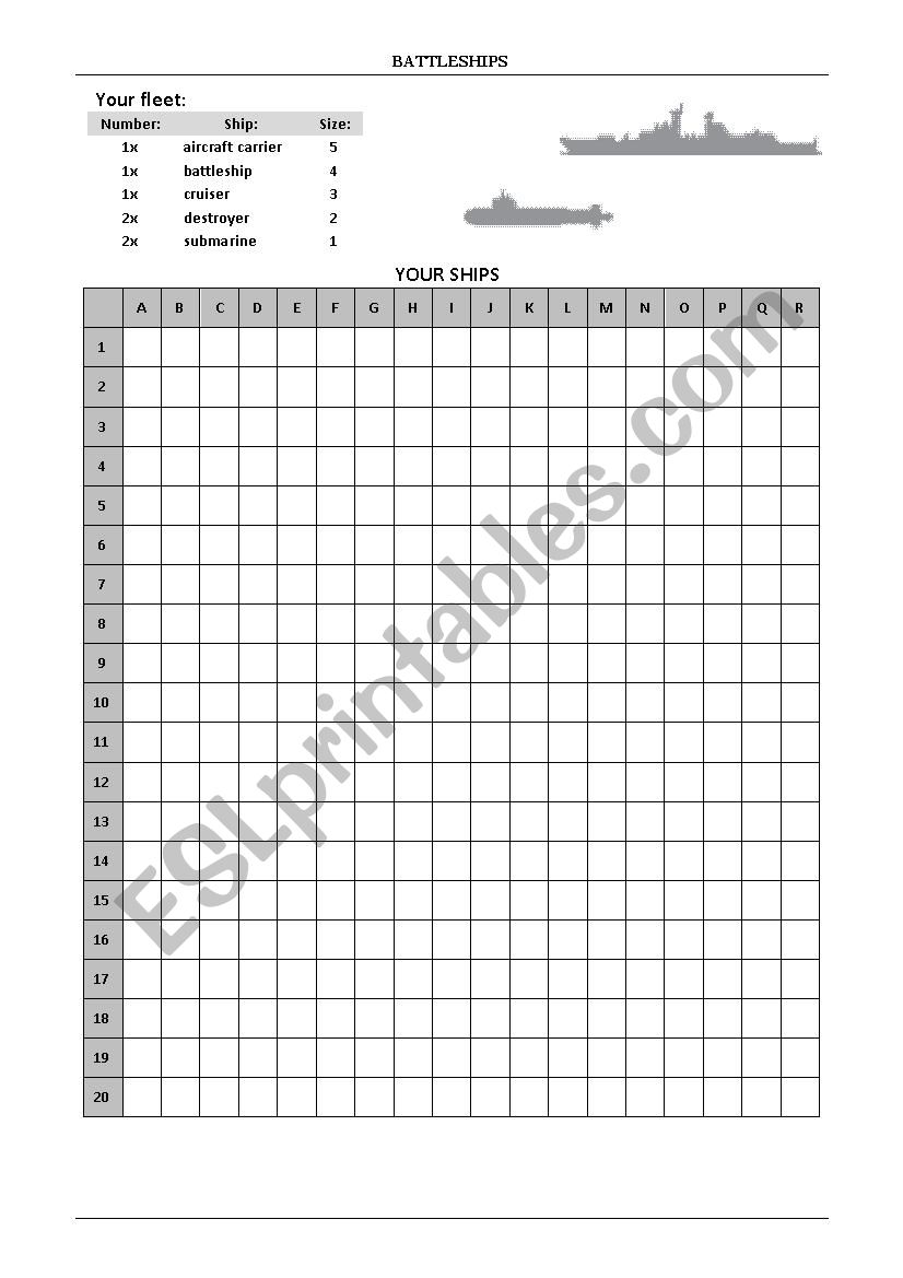 Sinking batleships worksheet