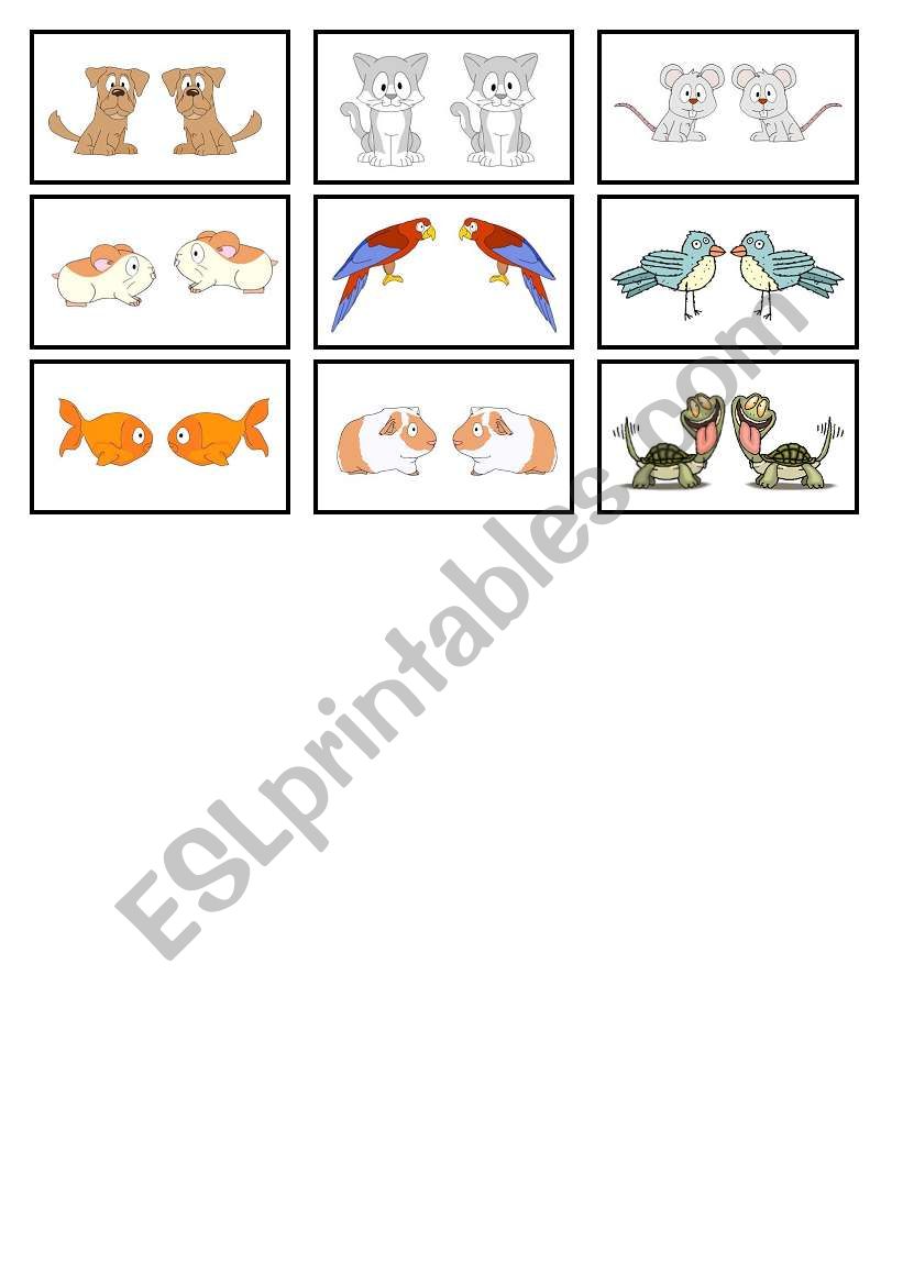 English worksheets: Animal cards (Pets) - 