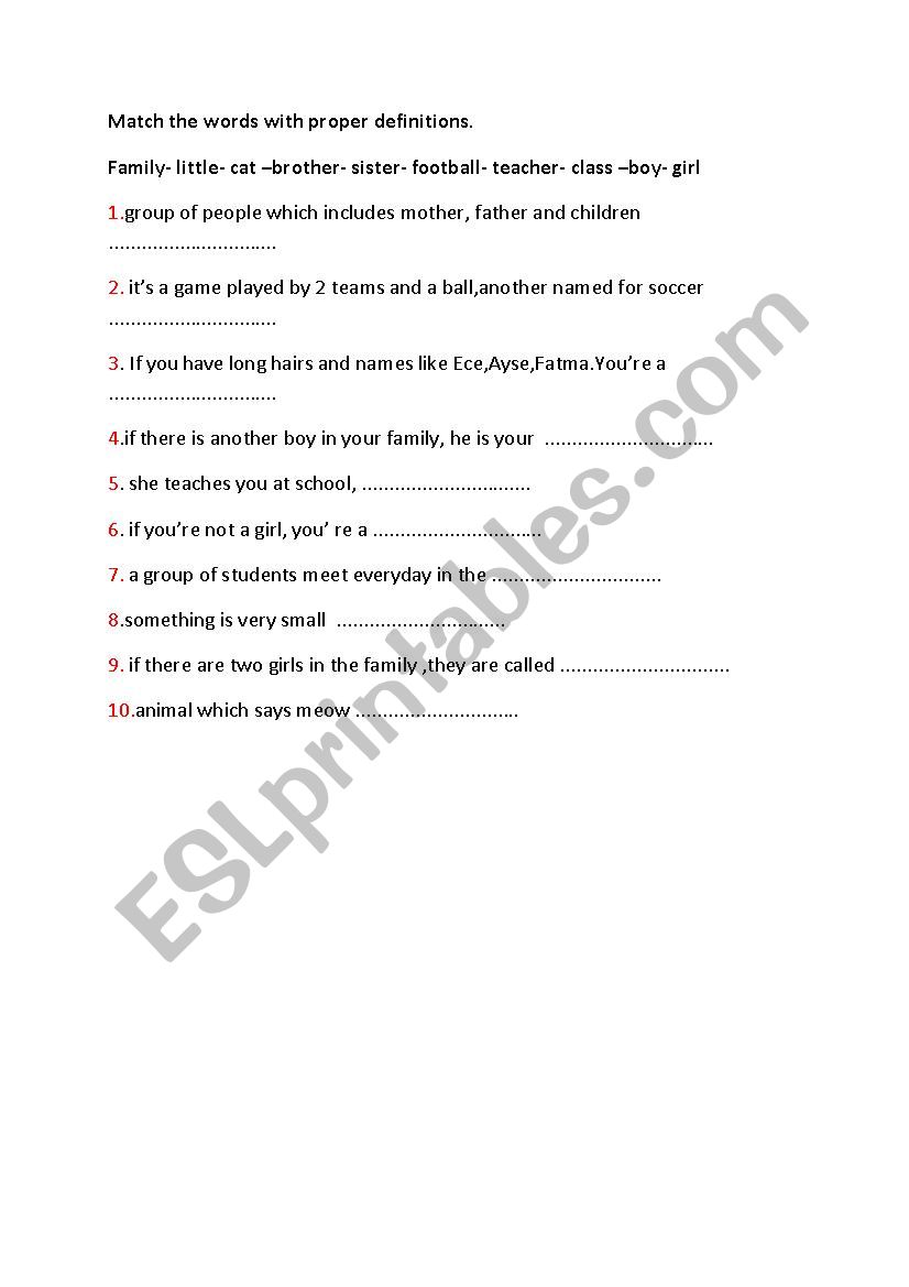 vocabulary worksheet