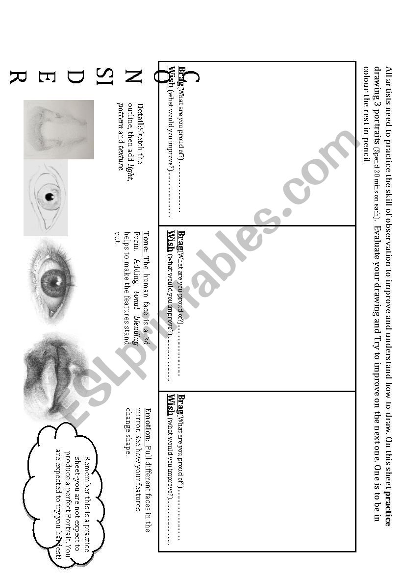 Portait worksheet worksheet