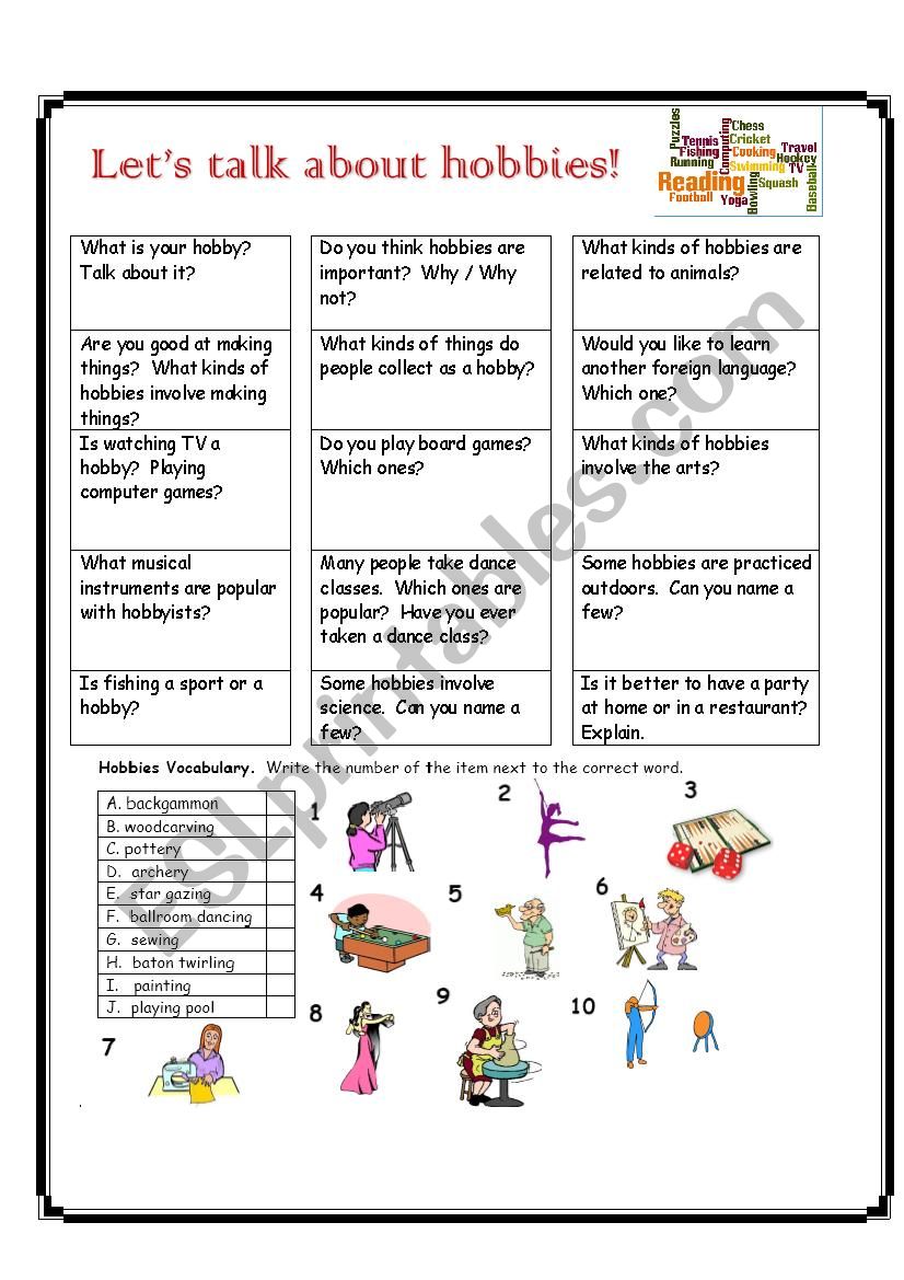 Let´s Talk About Hobbies - ESL Worksheet By EstherLee76