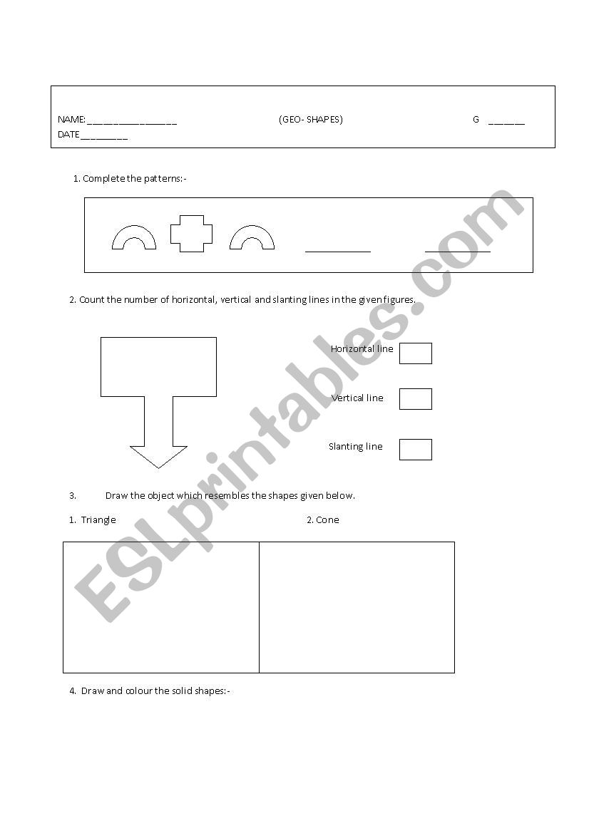 Geo shapes worksheet