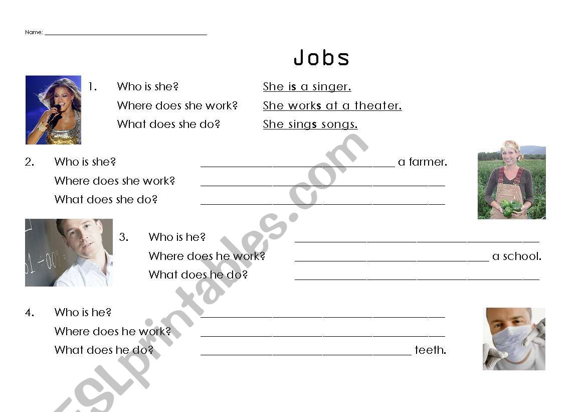 Jobs worksheet