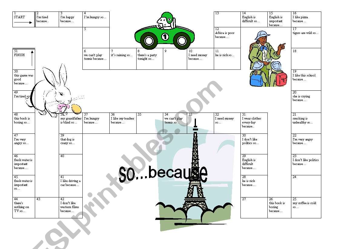 So...because (game) worksheet