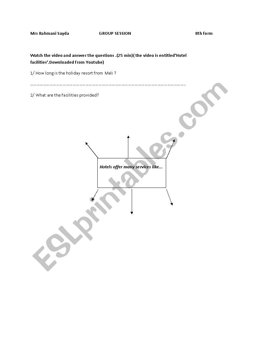 Hotel facilities worksheet