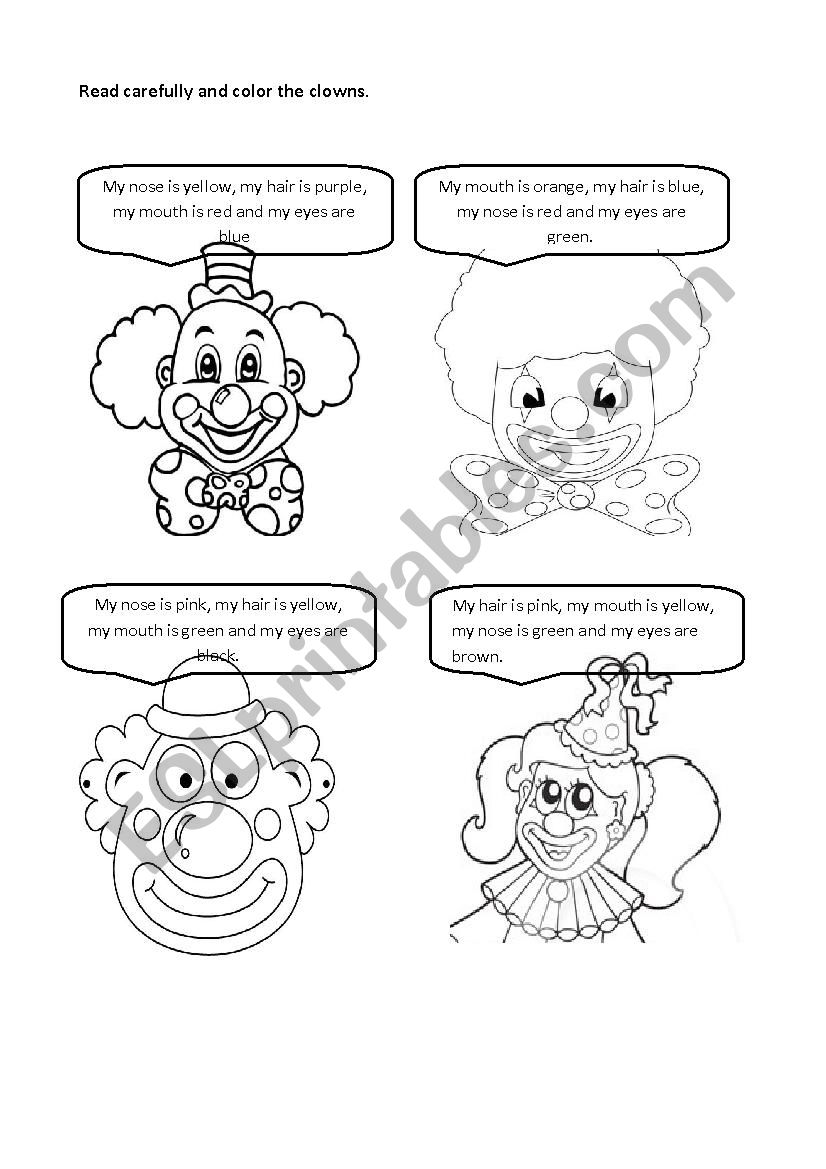 the clown  worksheet