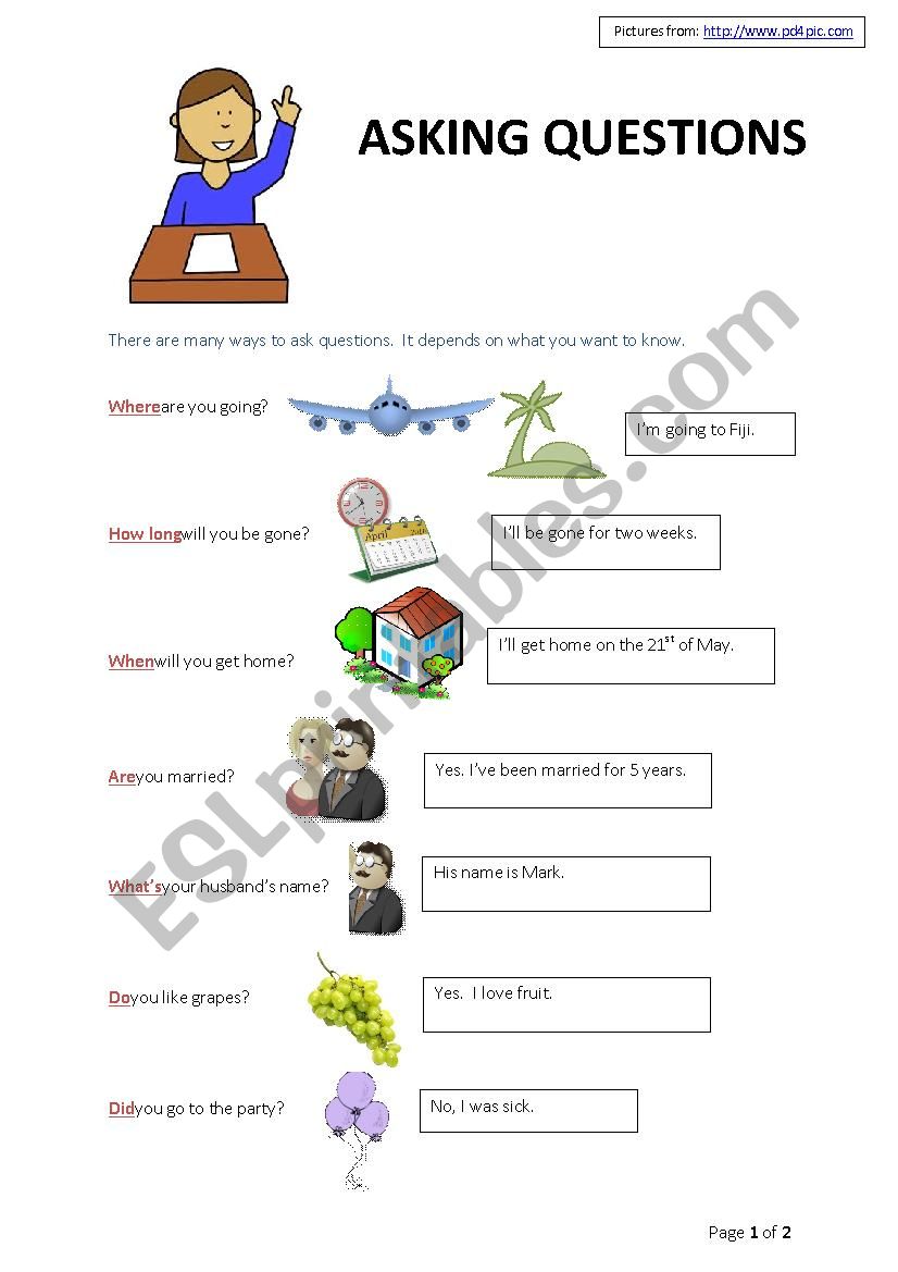 Asking Questions ESL Worksheet By Mainway