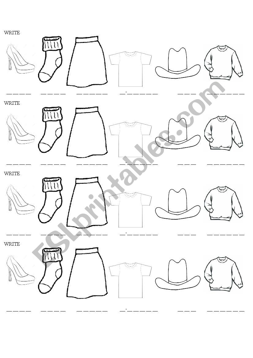 Clothes vocabukary worksheet