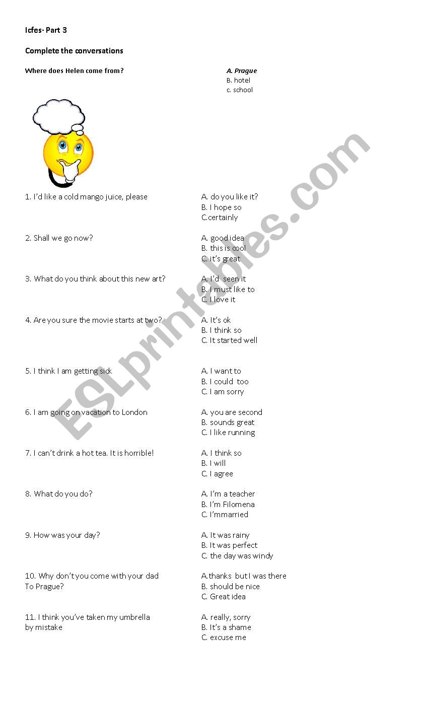 Icfes test part 3 worksheet