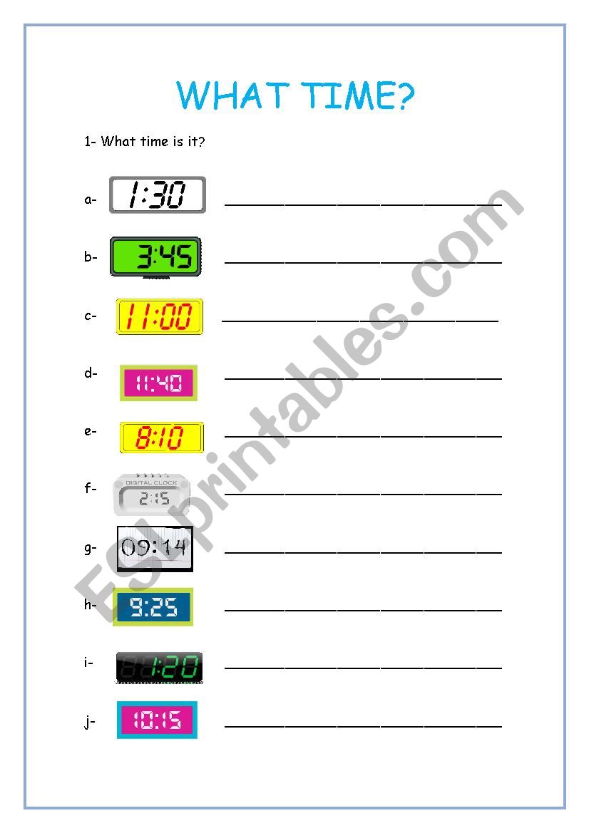 What time? worksheet