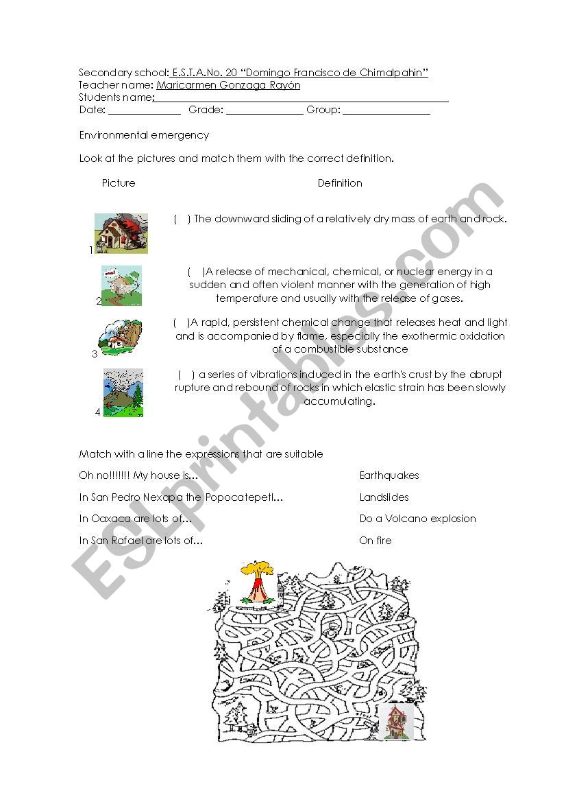 environmentar emergency worksheet