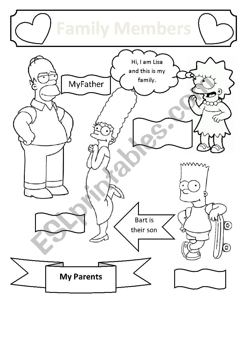 Family Members (simpsons) worksheet