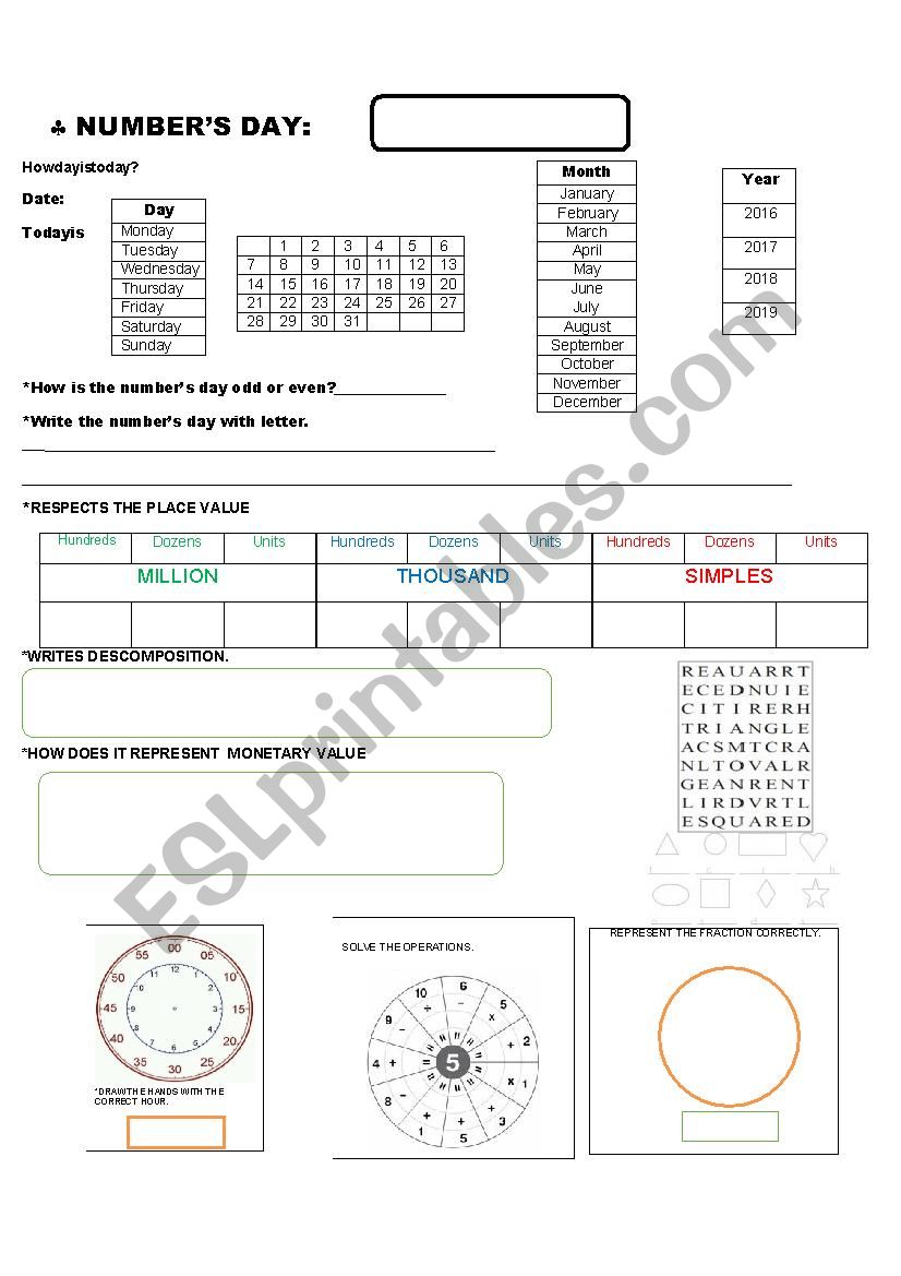 date worksheet