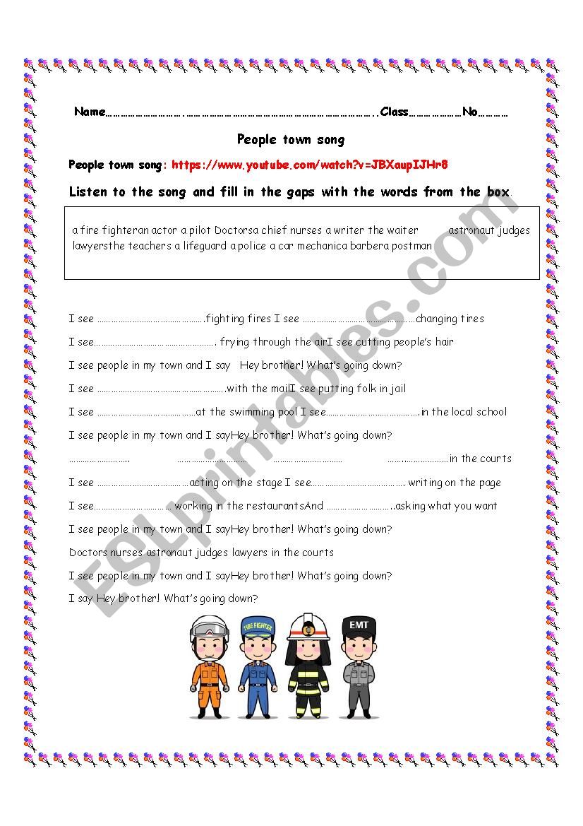 Career/Occupation Song  worksheet