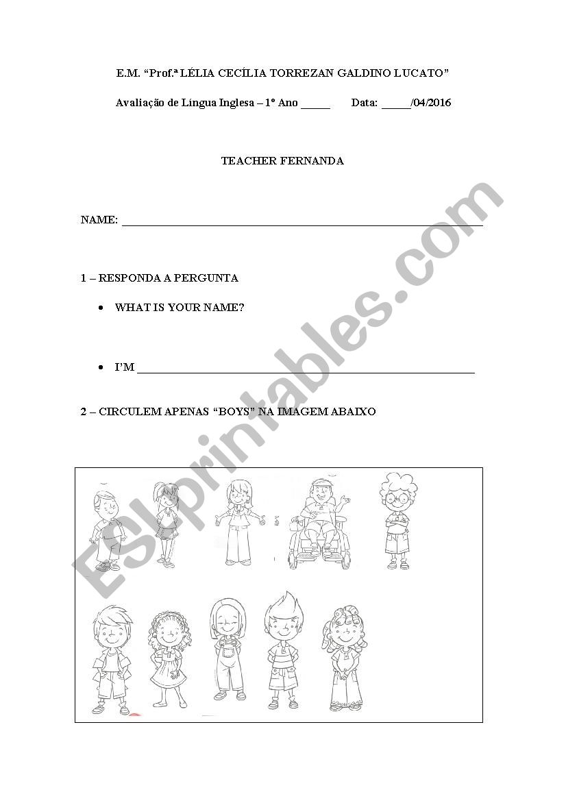 English Test for Kids worksheet