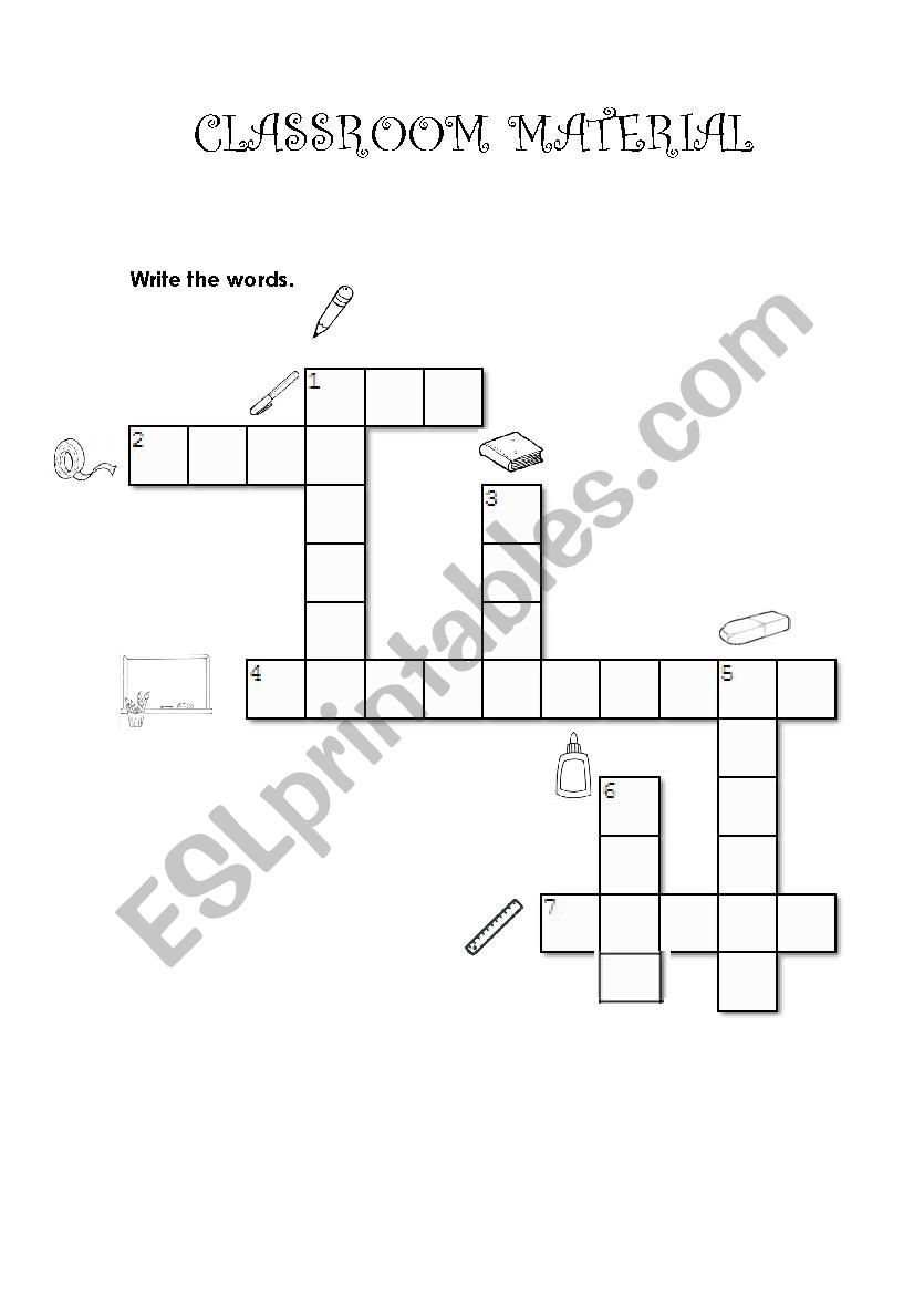 Crossword Classroom Material ESL worksheet by Puesdimetuelnick