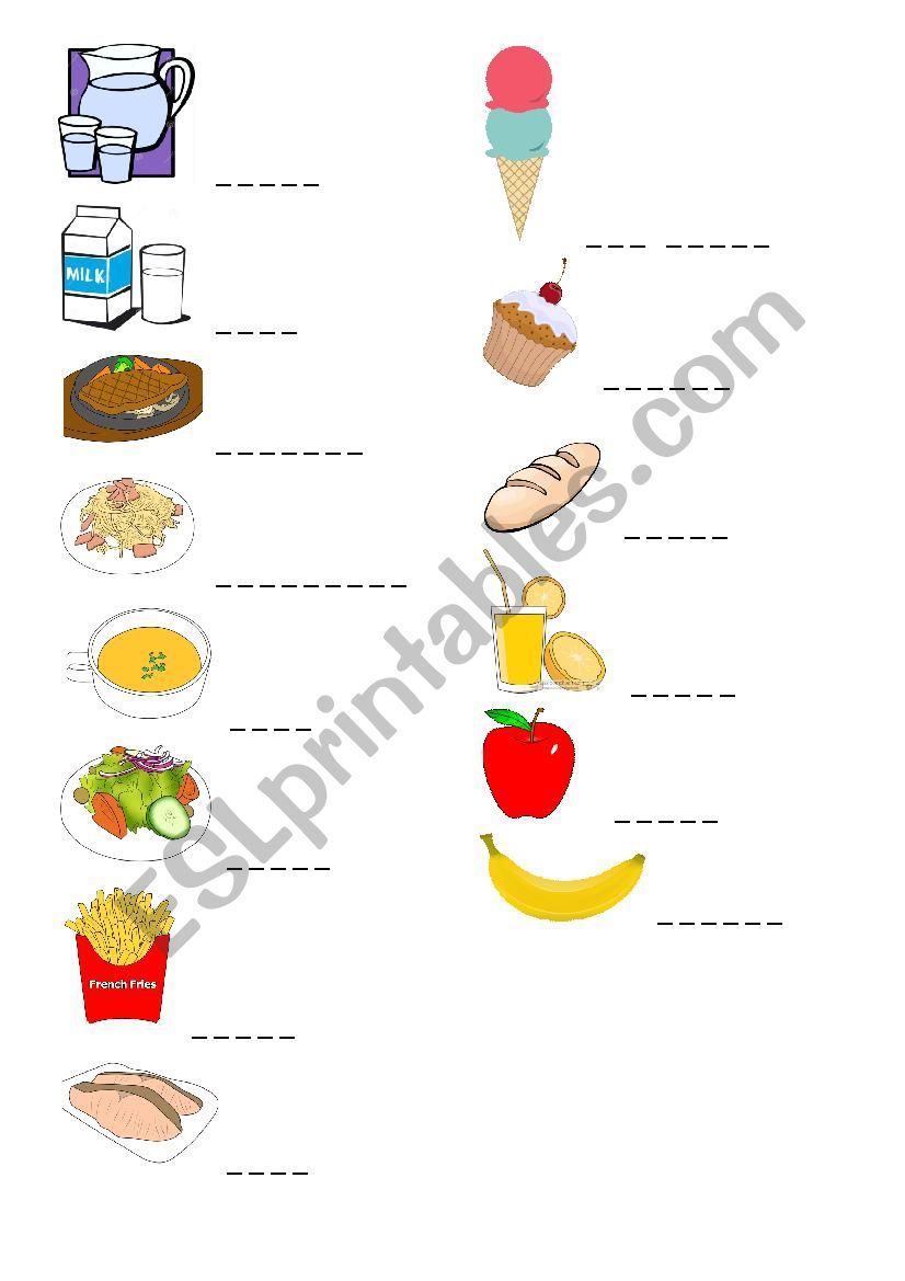 food vocabulary exercise worksheet