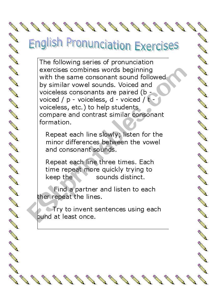 English Pronunciation worksheet