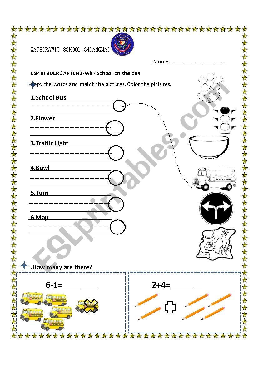 School on the bus worksheet