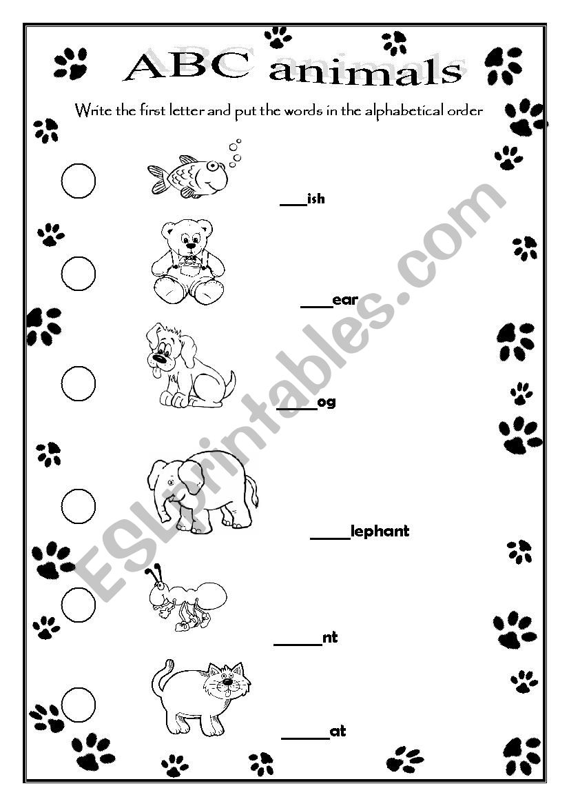 ABC animals - ESL worksheet by sonne848