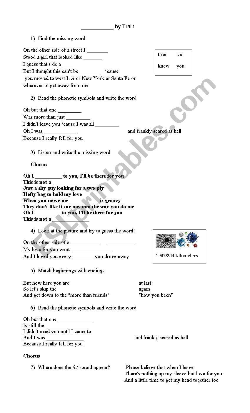 Drive by Train worksheet