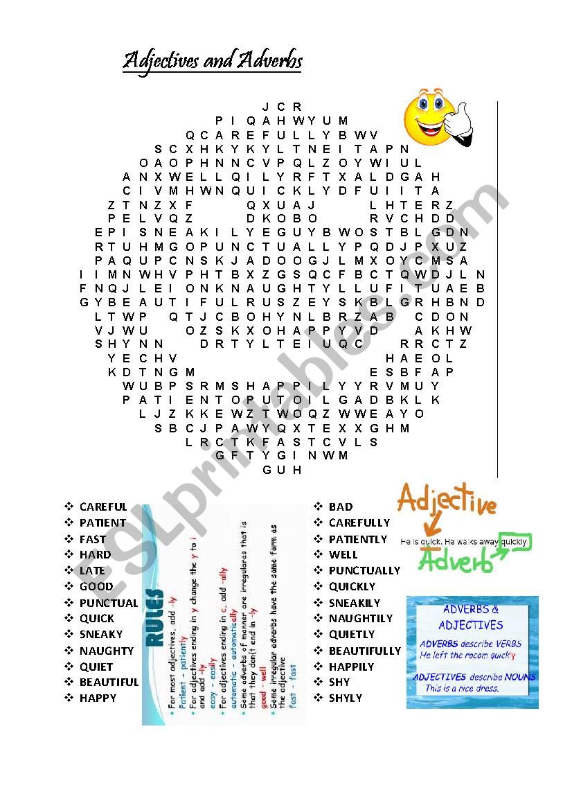 Adjectives and Advebrs worksheet