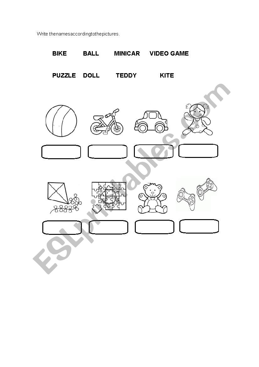 Toys names worksheet