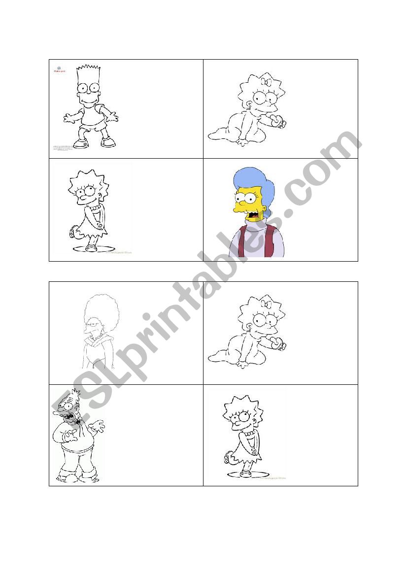 The Simpsons Family Bingo worksheet